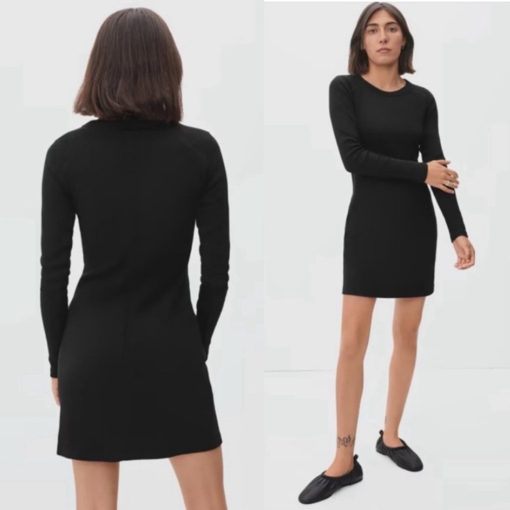 Everlane Organic Cotton Ribbed Long‎ Sleeve Mini Dress Women's Size Large